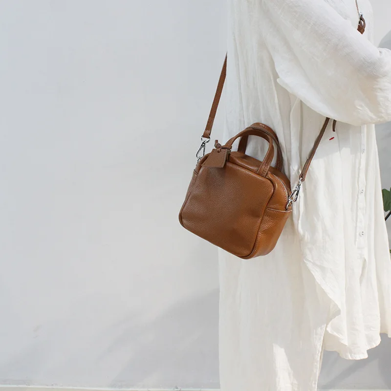 Новая простая сумка из воловьей кожи женская модная через плечо большой емкости -