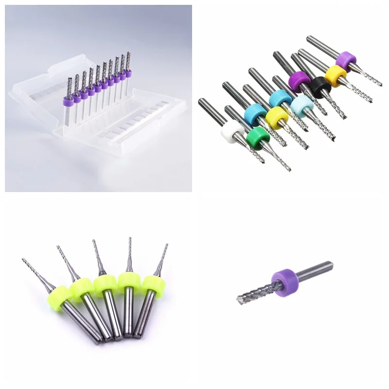 10PCS PCB Milling Cutter Engraving Tools Fish Tail Corn Tungsten Carbide Mini End Mill 0.6/0.7/0.8/3.175mm | Инструменты