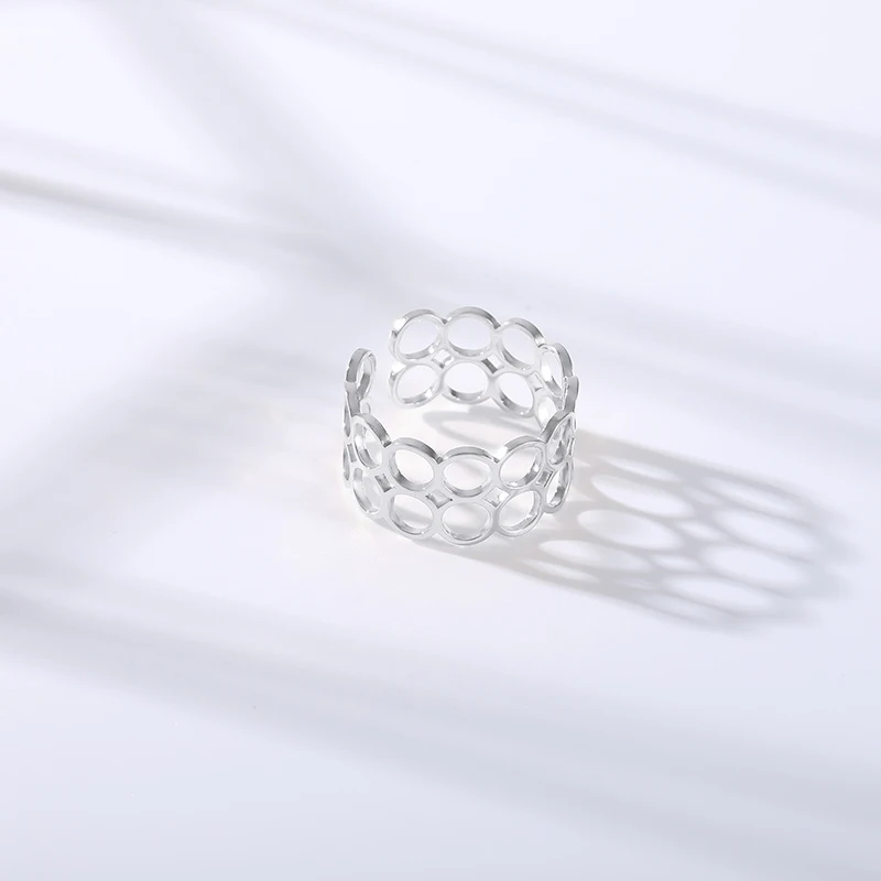 Женское кольцо из нержавеющей стали Двухслойное регулируемое золотистого