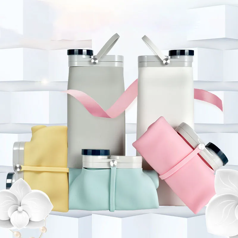 

600ml Food Grade Silicone Collapsible Water Bottle Outdoor Sports Portable Folding Cup Reusable Travel Fitness Water Bottle