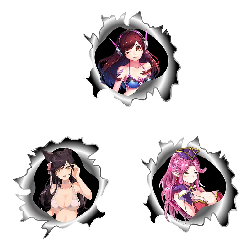 

Забавные 3D металлические аниме наклейки CDM365 с трещинами, милое нижнее белье, аниме девушка, капот автомобиля, ноутбук, стена, холодильник, По...