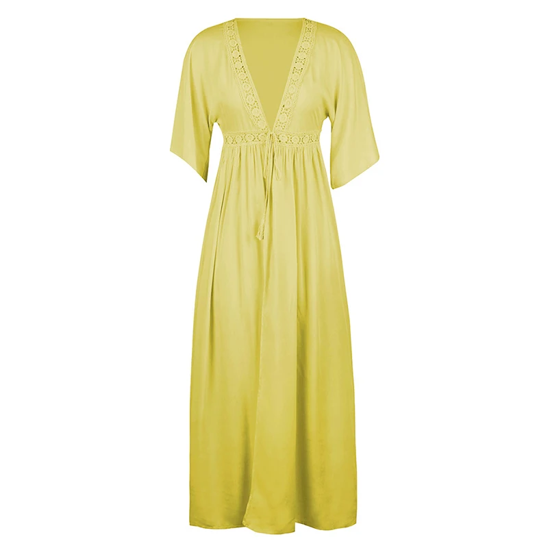 

UIDEAZONE Boho Crochet Patchwork Women Dress Bohemian Casual Ladies Sundress Maxi Dresses 2021 Summer Female Open Fork Beachwear