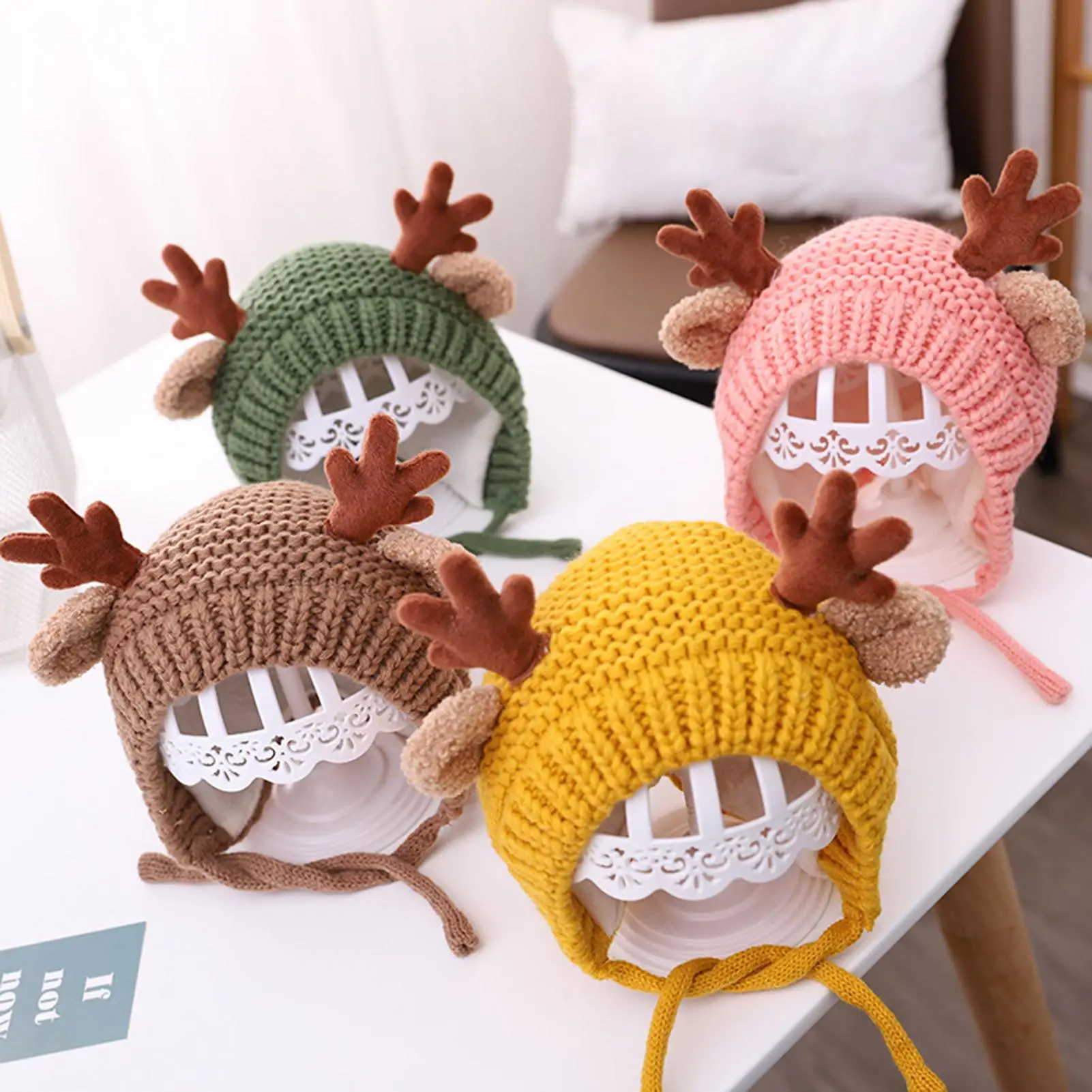 

Cute Cartoon Elk Baby Hat Winter Fashionable Warm Super Girls Boys Baby Earmuffs Knitted Hat Cap Christmas Kids Hat Beanie 2020