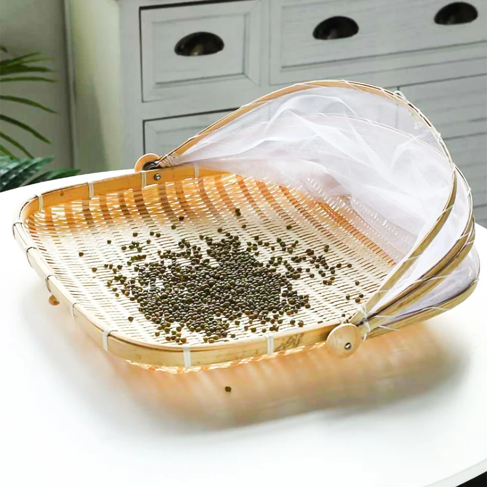 

Hand-Woven Food Tent Basket Tray Fruit Vegetable Bread Storage Basket Summer Outdoor Picnic Mesh Net Cover kitchen Accessories