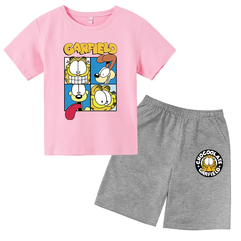 

Boys And Girls Set Cartoon Print T-shirt + Shorts 2-piece Set 100% Cotton Casual Fashion Summer T-shirt Set