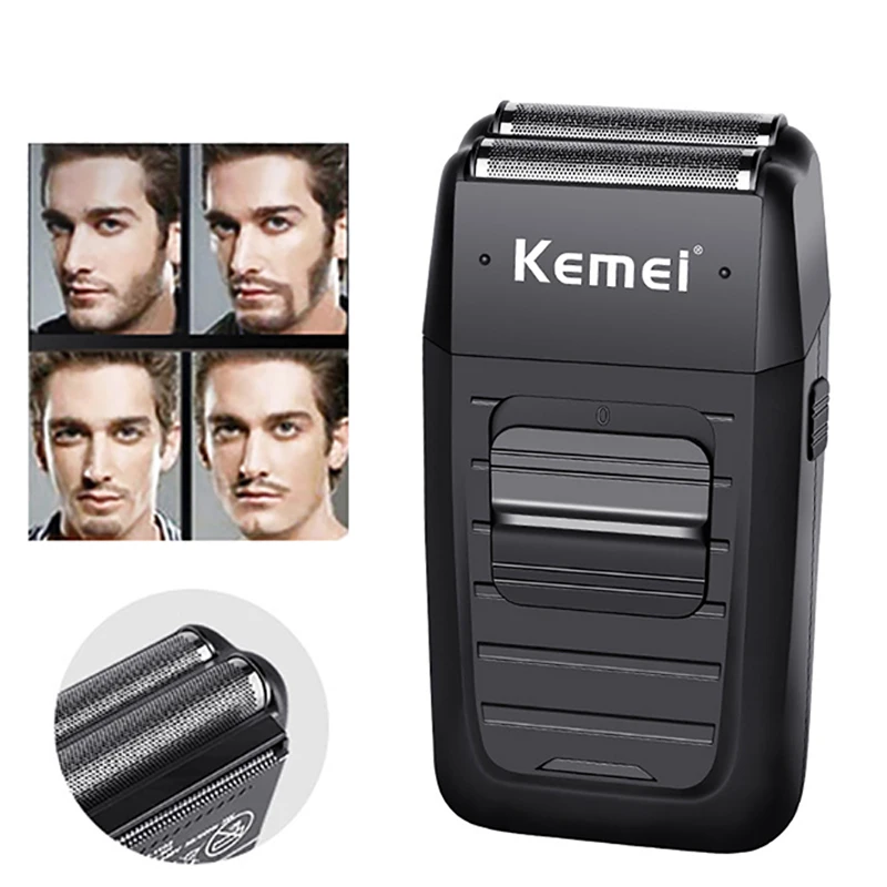 Перезаряжаемая Беспроводная Бритва Kemei для мужчин бритва волос с двойным лезвием