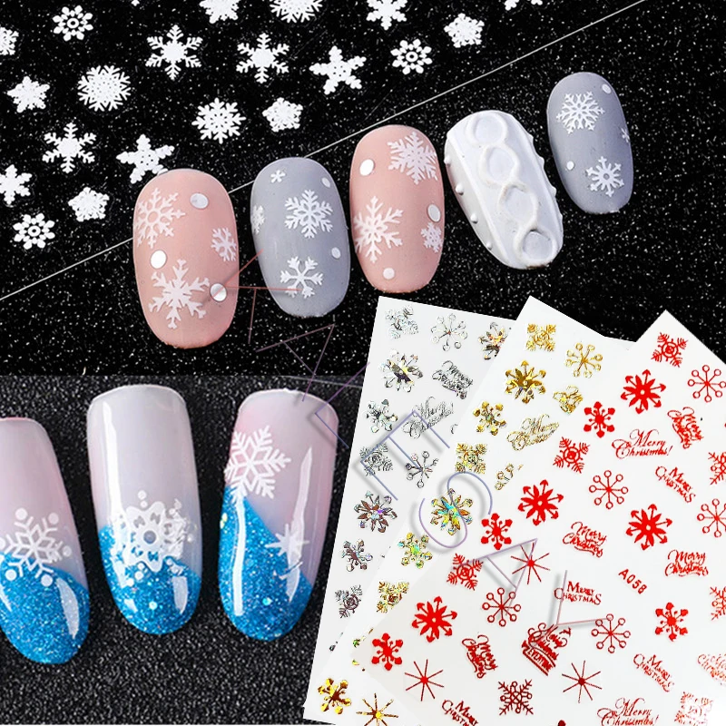 Счастливого Рождества 3D Красный лось дизайн ногтей наклейки для маникюра лазер