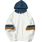 Новинка 2021, стильный мужской пуловер, толстовка, свитшот, худи с цветным блоком, повседневные спортивные базовые толстовки без принта, свитшоты, синие, белые