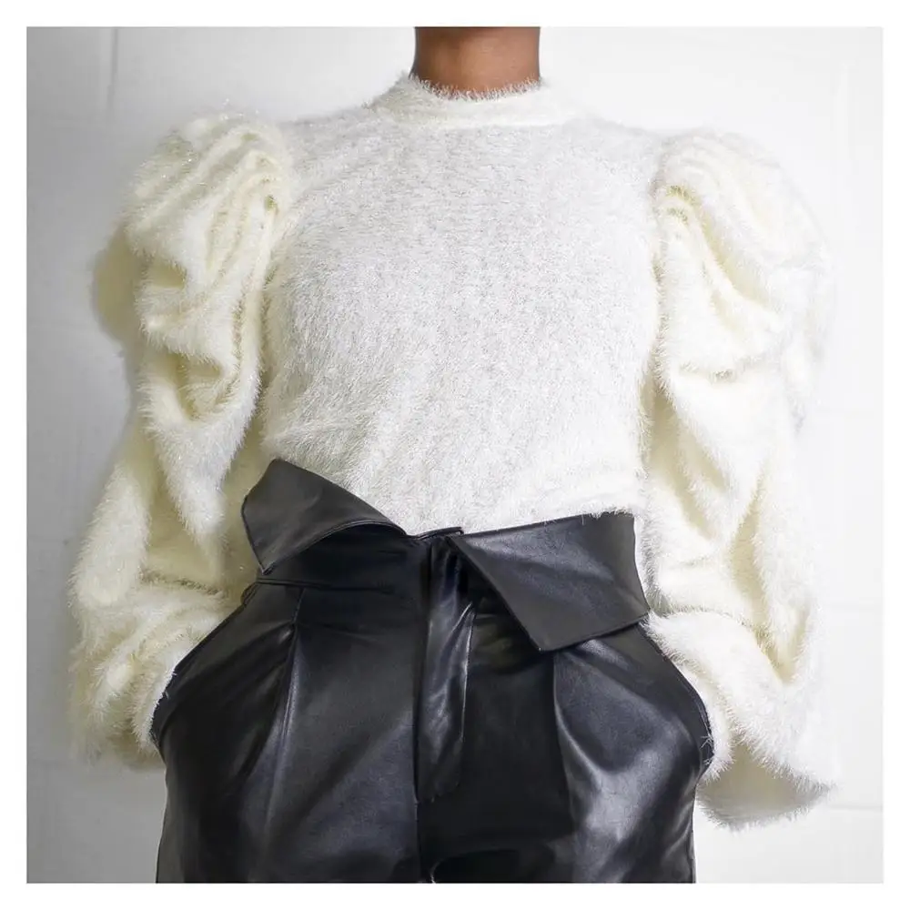 

Женский трикотажный свитер с рукавами-фонариками, на осень/зиму