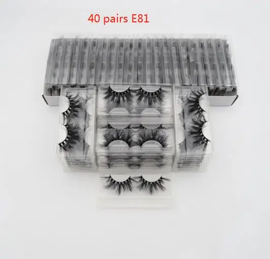 40pcs E81 Visofree 40 пар 25 мм ресницы 3D норковые ресницы с лотком без коробки норковые ресницы драматические объемные ресницы Толстые Накладные ресницы E80 - Цвет: 40pcs E81