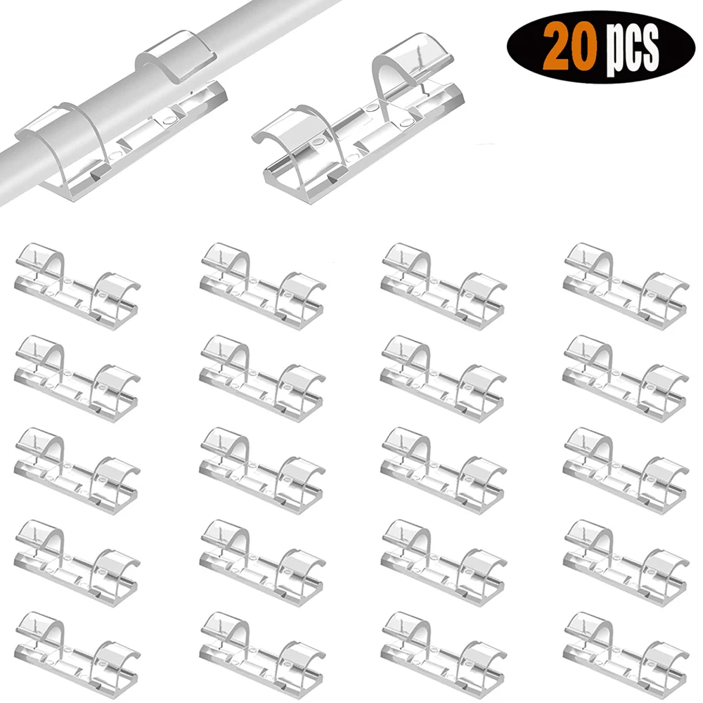 

5/20PCS Cable Organizer Clips Cable Management Desktop Workstation Wire Manager Cord Holder USB Charging Data Line Winder