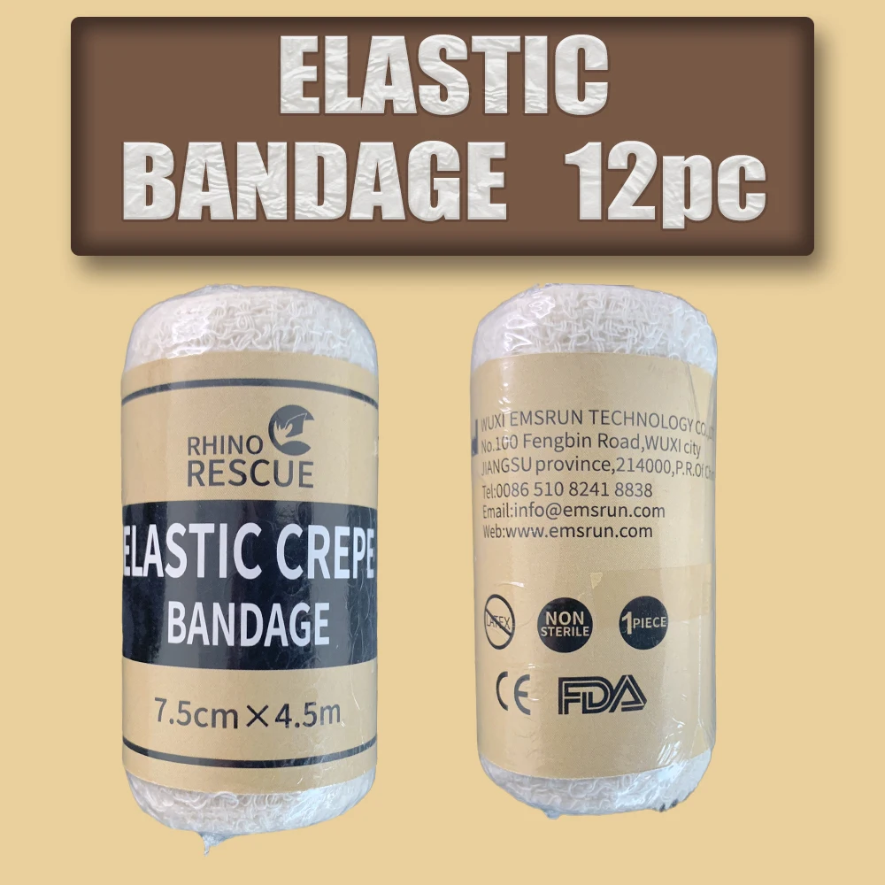 

RHINO Elastic Crepe Bandage First Aid Kit Gauze Wound Dressing Nursing Emergency Care Bandage Outdoor Sports Treatment 12pcs/se