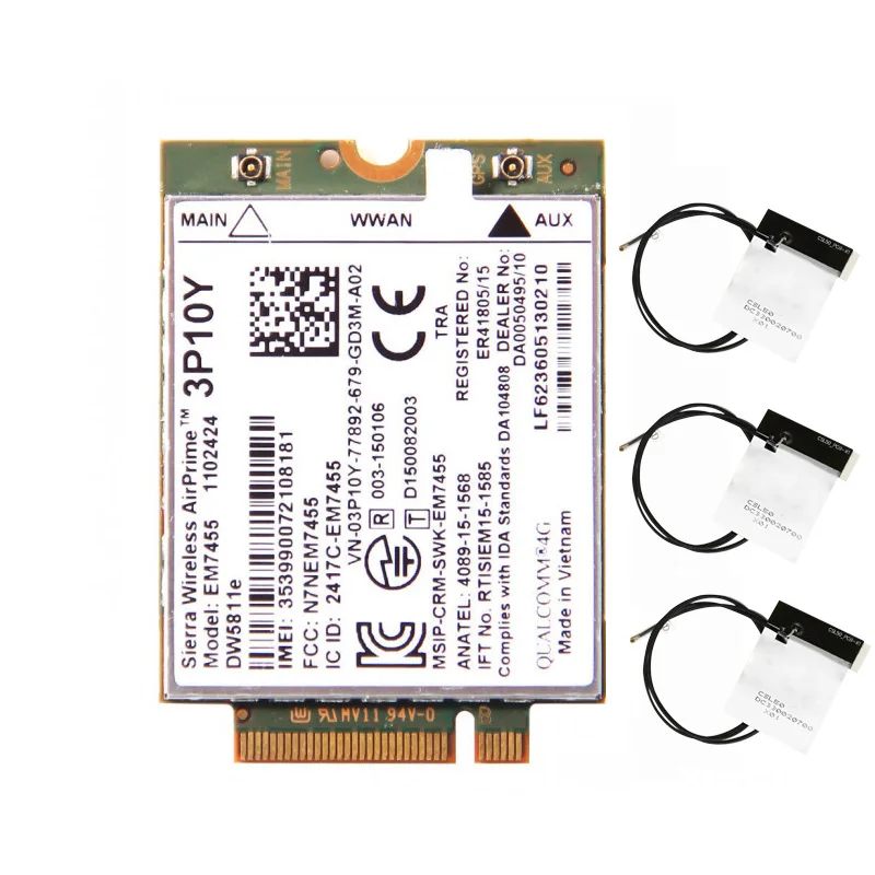 Беспроводной EM7455 LTE 4G Cat6 NGFF модуль DW5811e 3P10Y 300 м для E7270 E7470 E7370 E5570 Sem Fio FDD/TDD Gobi6000 +