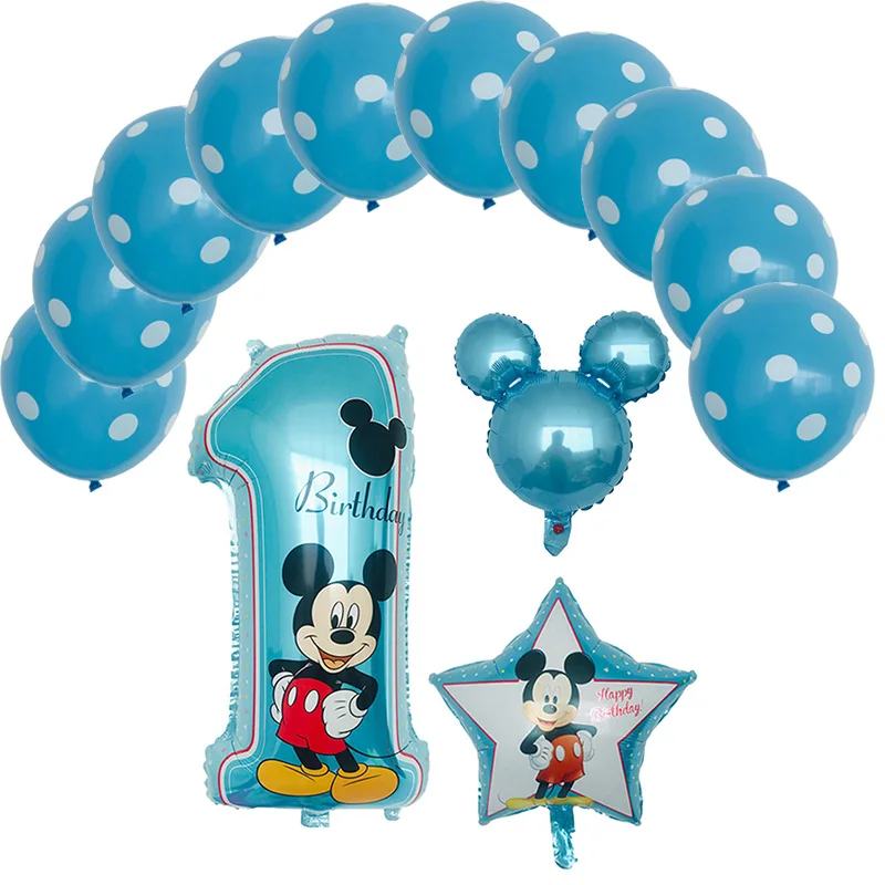 blue-13pcs 13 шт. Микки Мышь тема вечерние Микки и Минни Маус серии комплект шаров globos День Святого Валентина день детей день рождения вечерние украшения Дети воздушные шары - Цвет: blue-13pcs