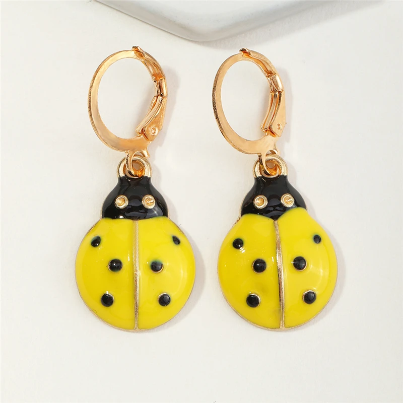 

Simple Cartoon Insect Drop Earrings For Women Jewelry Statement Metal Lovely Colorful Animals Hoop Earring Gifts For Friends