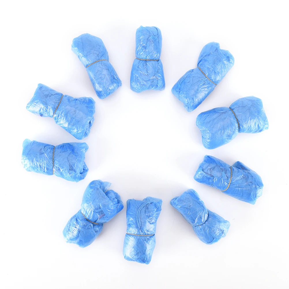 100pcs/lot Disposable Shoe Covers Hospital Overshoes Plastic Rain Waterproof Overshoes Boot Covers Shoe Care Kits Drop Shiping