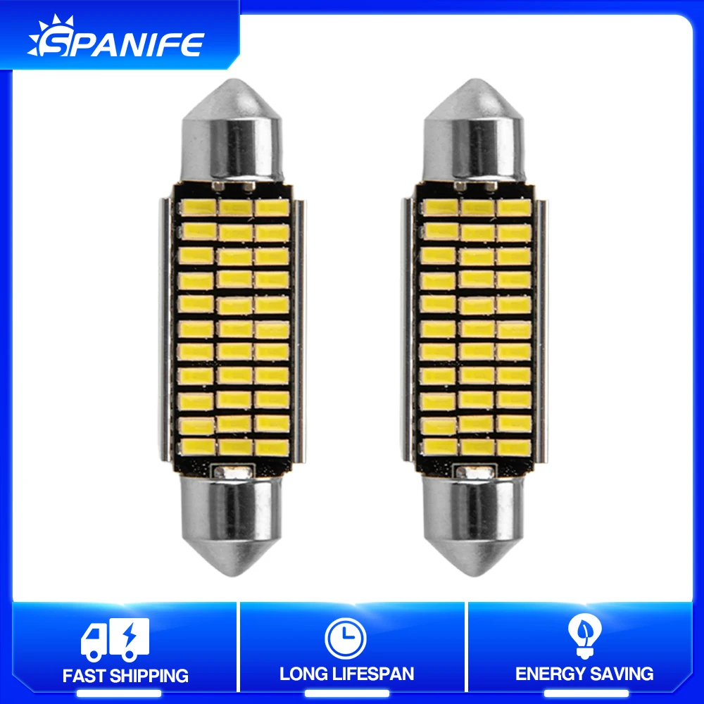 

Spanife 2PCS Canbus 41mm 12V 24V C5W 3014 LED 33SMD Car Festoon Courtesy Step Reading Clearance Dome Light 6500K White