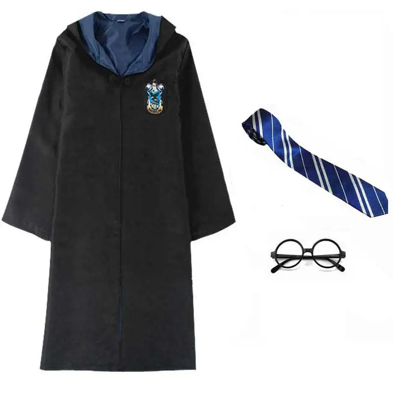 Robe Set 2 Gryffindor Hufflepuff Slytherin Ravenclaw костюм Гермионы Грейнджер Косплей халат юбка очки Униформа костюм для Хэллоуина - Цвет: Robe Set 2