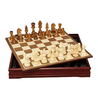 wooden chess set hand carved chess pieces game board 30304cm interior storage adult kids gift family game chess board 2021