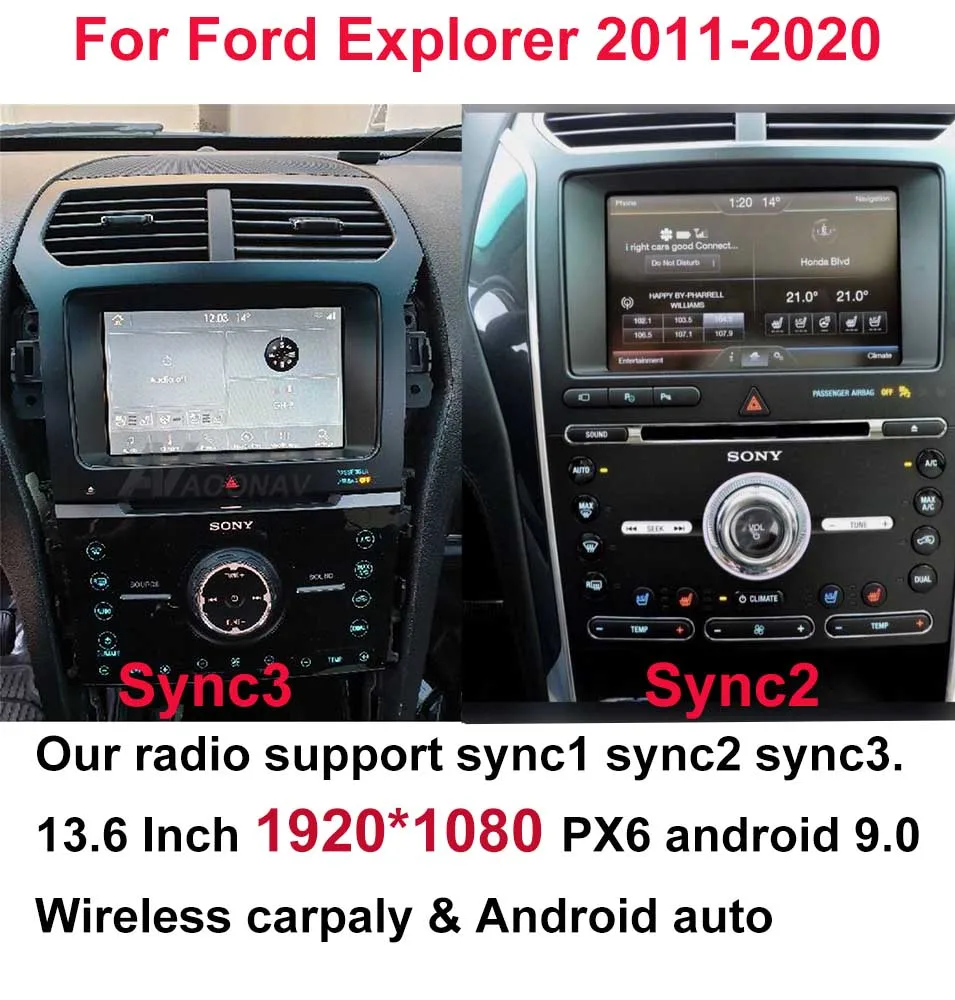1920*1080 13 6 GPS навигация автомобильный мультимедийный SYNC3 для Explorer 2016 ограниченный