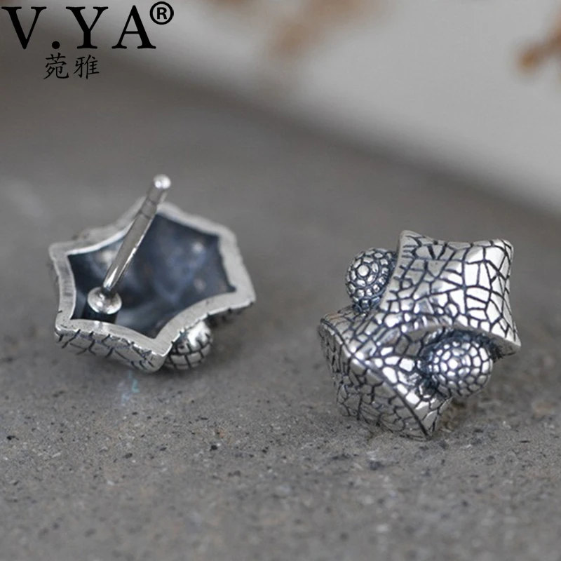

V.YA 925 Sterling Silver Retro Temperament Women's Thai Silver Creative Design Earrings for Women Female Fine Fashion Jewelry
