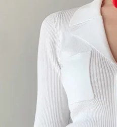 

Women Sweater French Elegance Summer 2021 New Bud Button Solid Color Suit V-neck Slim Short Sleeve Top