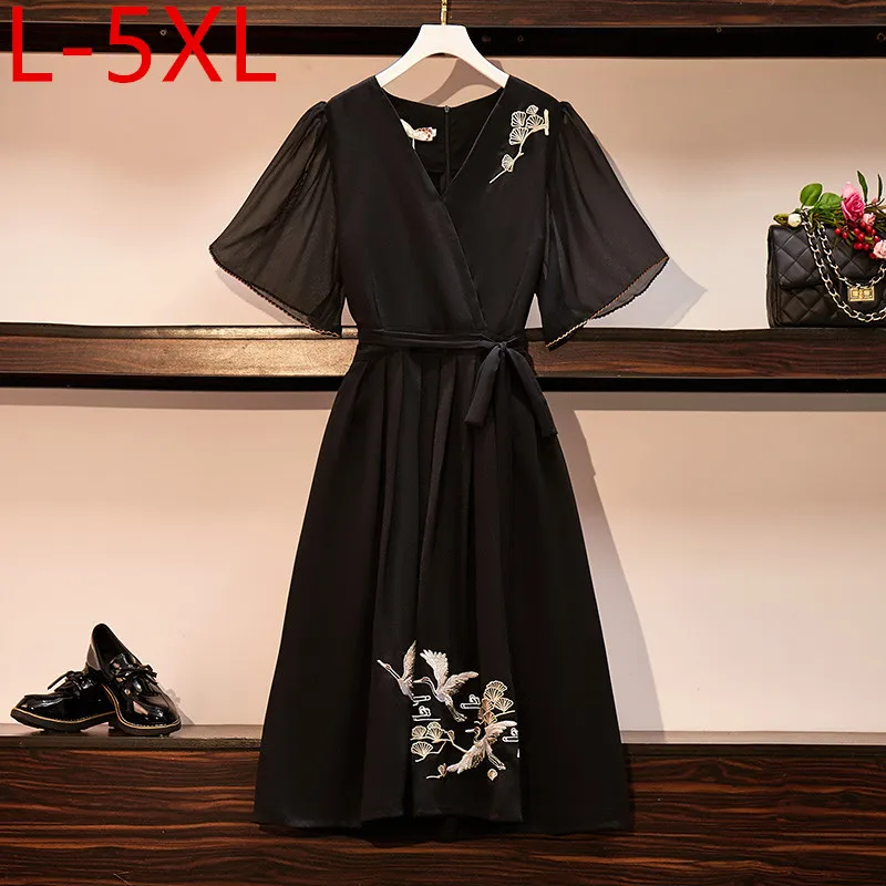 

Женское платье с вышивкой и V-образным вырезом, размеры L XL 2XL 3XL 4XL 5XL