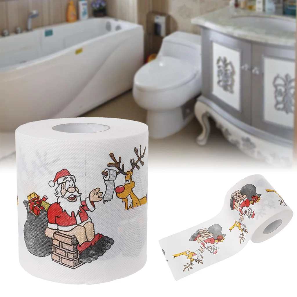 

2 Layers Christmas Santa Claus Deer Toilet Roll Paper Tissue Living Room Decor