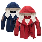 Куртка для мальчиков, на осень-зиму, из хлопка, с начесом, с капюшоном, на молнии, большие размеры, От 3 до 9 лет