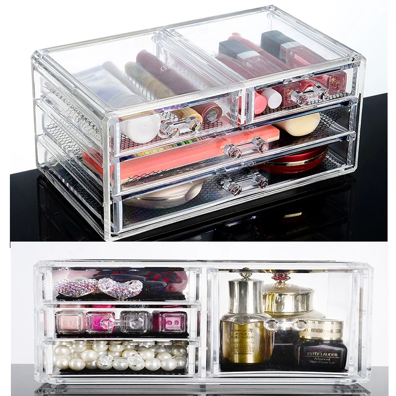 Прозрачный органайзер для косметики акриловый ящик хранения ювелирных изделий