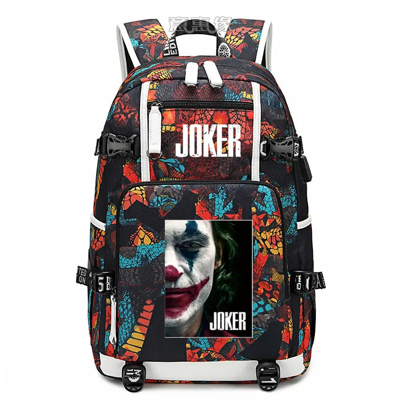 Новинка, рюкзак joker Joaquin Phoenix, сумка для ноутбука, мужские дорожные сумки, USB, Оксфорд, рюкзак