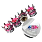 4 комплекта пылезащитные колпачки для клапанов автомобильных шин резиновое уплотнительное кольцо Серебряная корона темно-розовый алмазный камень для автомобиля