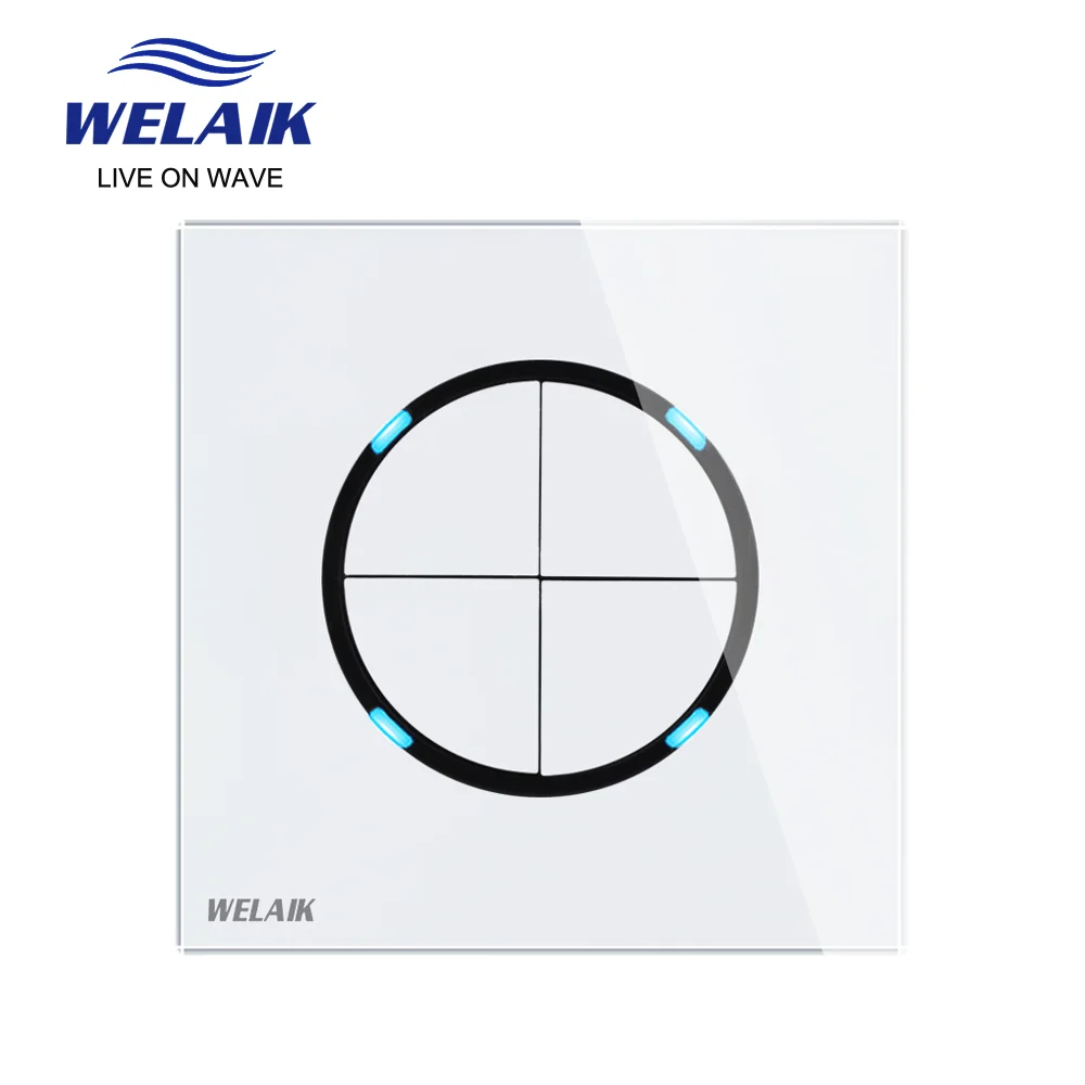 WELAIK Великобритания стандарт хрустальное стекло Панель кнопка переключатель