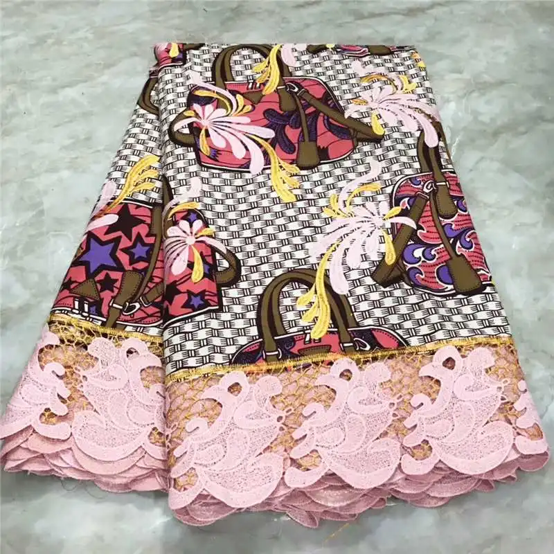 

promotion Guipure lace fabric with wax african fabric african lace fabric 2019 high quality 6yards nigerian lace fabrics