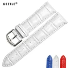 Ремешок для часов DEETLE из натуральной кожи, белый красный браслет для наручных часов Casio, 12 мм-22 мм