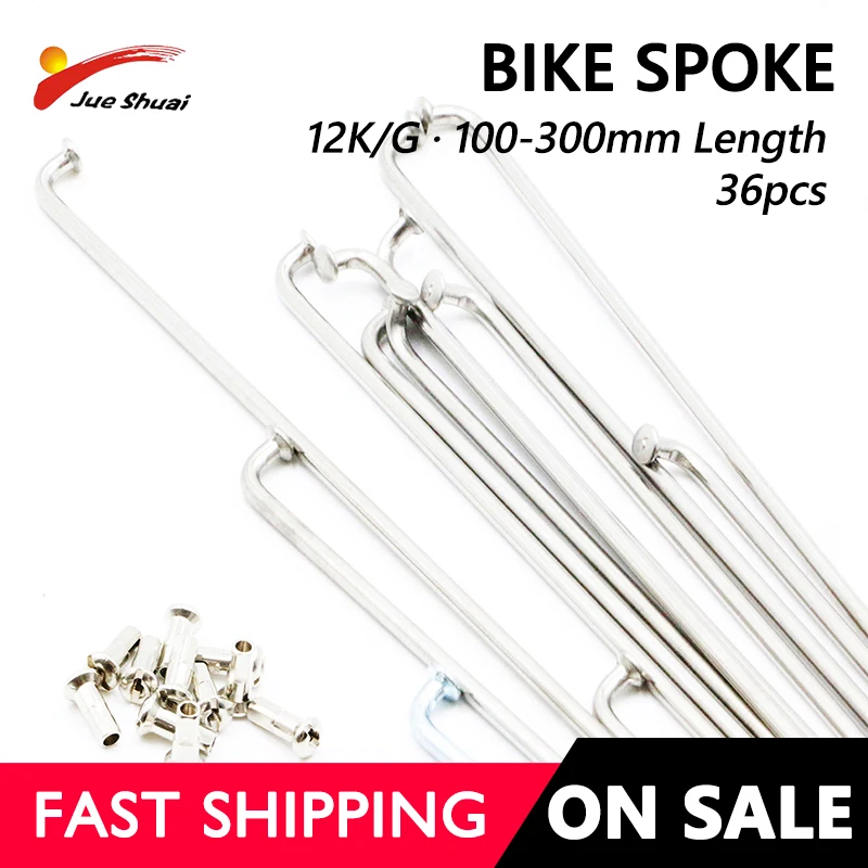 

36 pcs Bicycle Spokes for Motor Wheel 12G/K Bike Spokes with Nipples "J" Bend e Bike Silver Steel Wheel spoke for MTB Road Bike