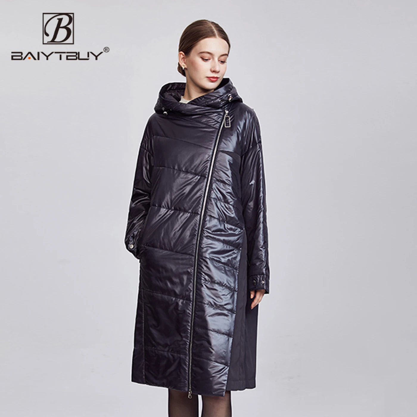 Женская Стеганая куртка с капюшоном до колена 2021 | одежда