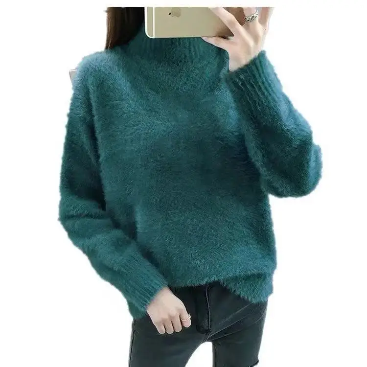 

[don't lose hair] thickened autumn and winter new small fresh Mahai sweater women's loose mink like Fleece Pullover Sweater