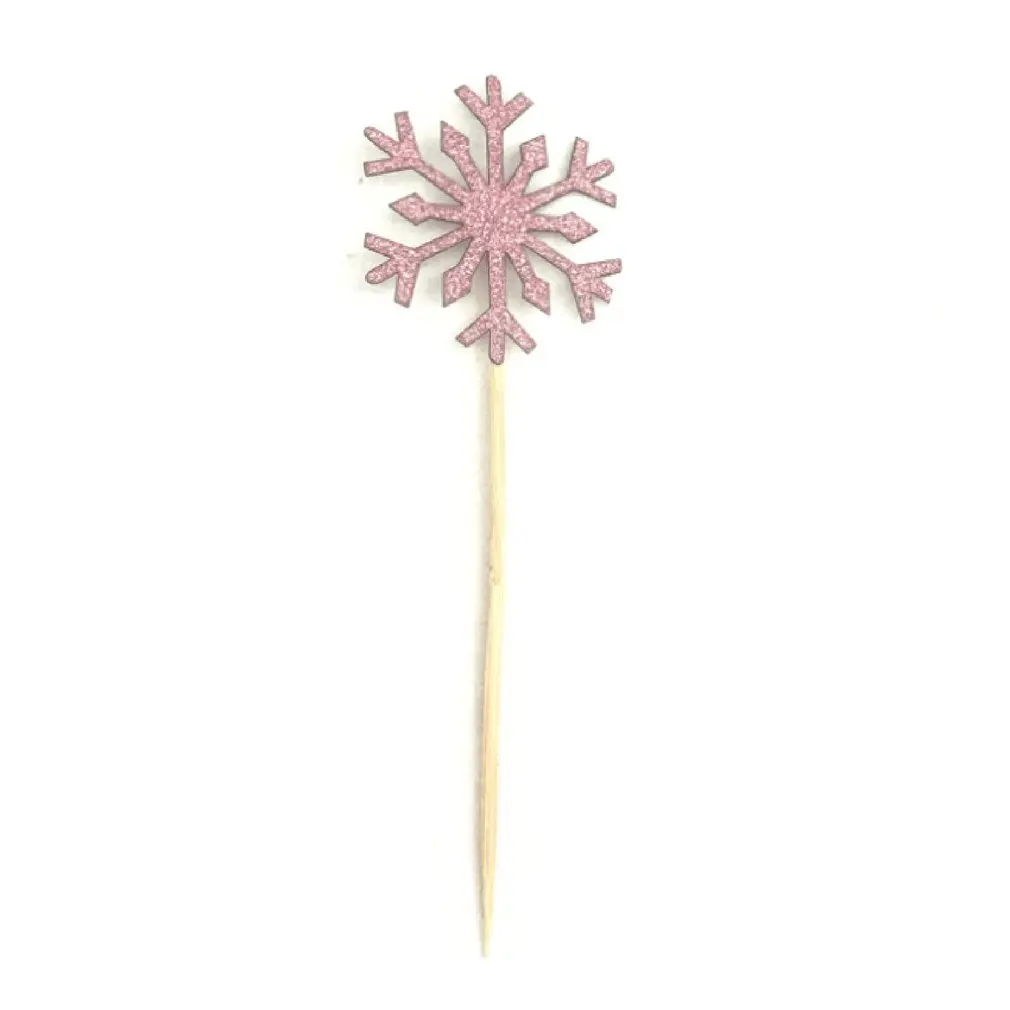 Birthday Cake Card Snowflake Flag Insert Baking Decoration 10 / Bag Pink |