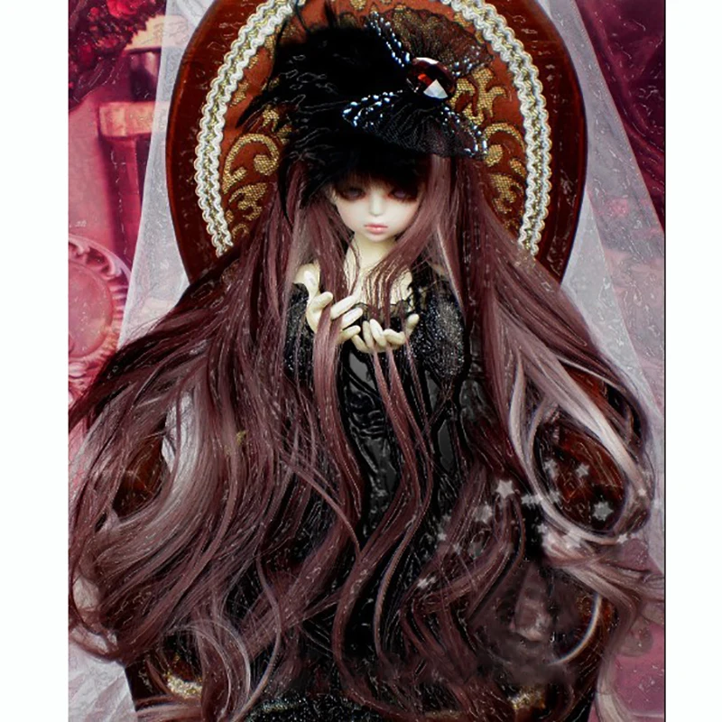 

Bybrana 1/3 1/4 1/6 Red Bean Color Long Curly Hair BJD Wig Doll Accessories