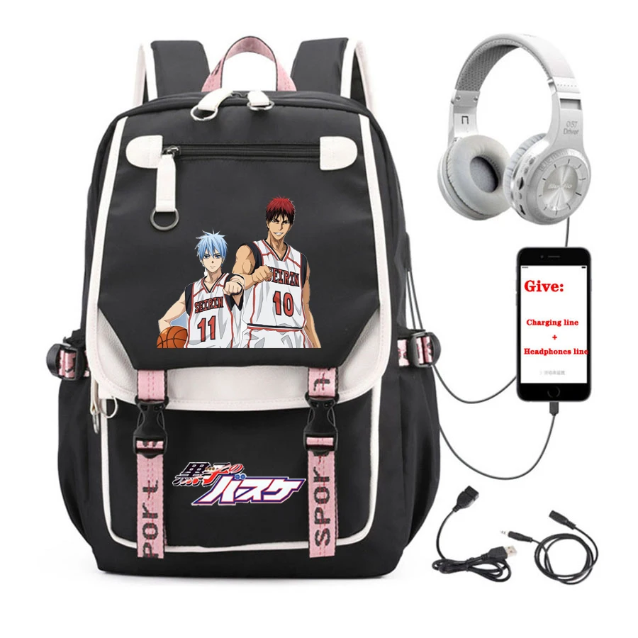 

anime Kuroko's Basketball backpack student School book Bag Women men Travel Backpack USB Charging teenagers Laptop packsack