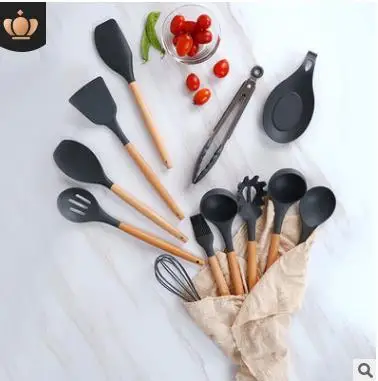 12pcs Горячая силиконовая лопатка термостойкая суповая ложка антипригарная специальная кухонная лопатка кухонные инструменты набор посуды - Цвет: 12pcs