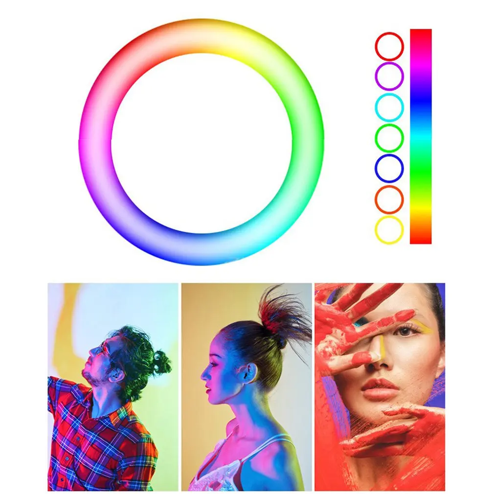 

Hot Selfie Clip RGB LED Ring Light Ring Rechargeable Battery For Smartphone Camera Round Shape Lighting Rings
