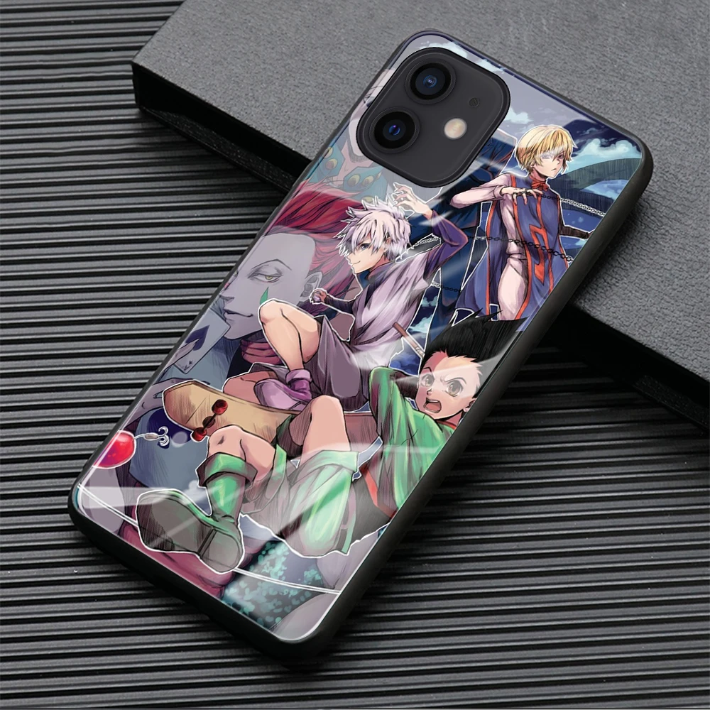 Чехол из закаленного стекла для iphone 6 6s 7 8 14 Plus X XR XS max 11 13 12 mini PRO MAX SE japan Hunter ANIME cover -
