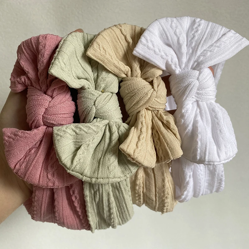 

4Pcs/Set Baby Headband Bows For Girls Turban Children Cable Knit Headbands Elastic Bands Toddler Hair Accessories Newborn Photo