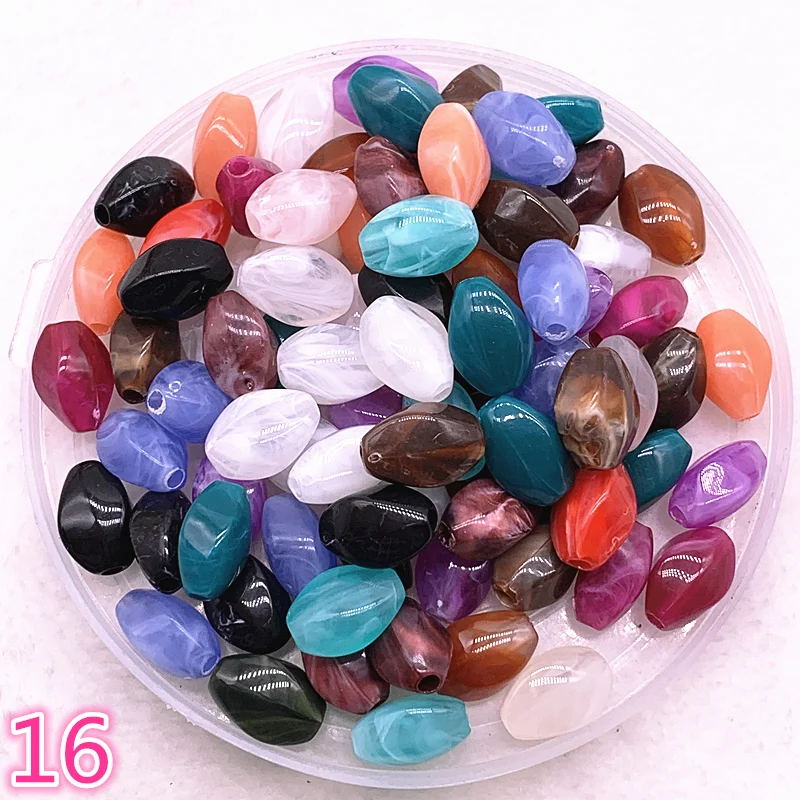 

New 30pcs 13x8x7mm Imitation Stone Beads Oval Shape Acrylic Beads for Jewelry Making DIY #16