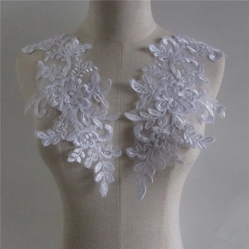 

6PCS New Design Lace Wedding Dress Veil Pure White Applique Bridal Headdress Collar Lace Fabric Patch