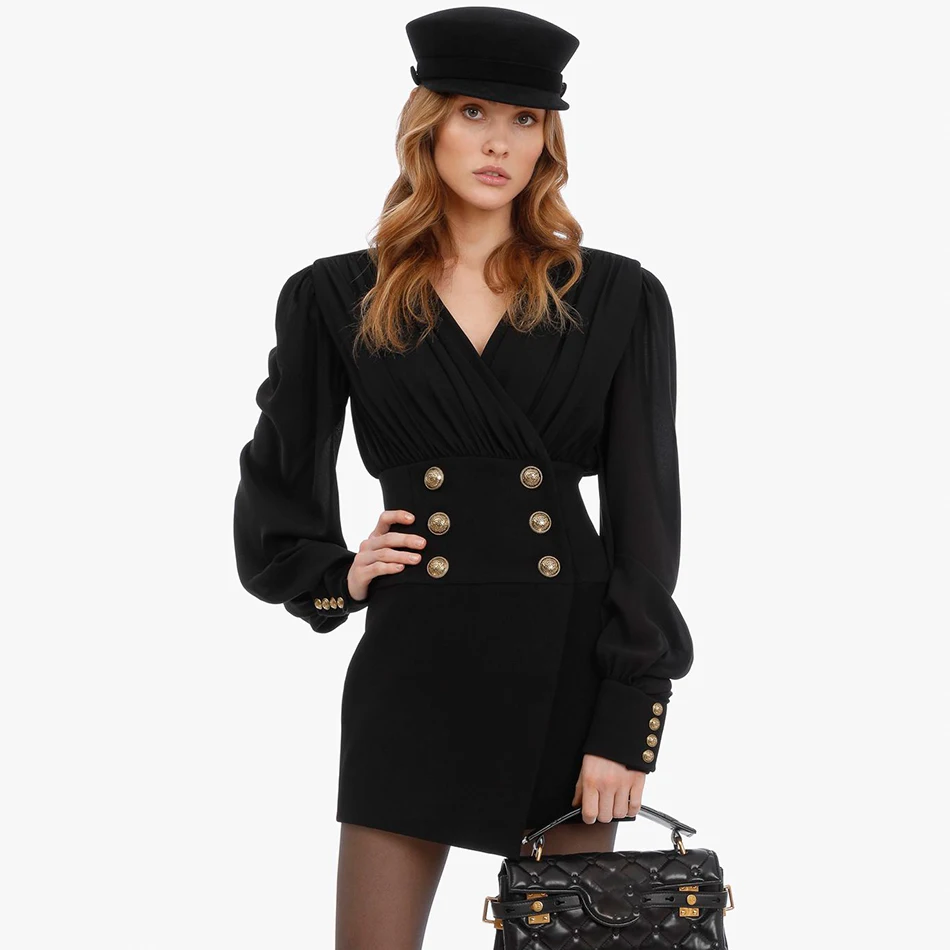 

Женское мини-платье с драпировкой Seamyla, черное платье с V-образным вырезом, длинным рукавом, в стиле Звезд, для клуба, вечеринки, лето 2020