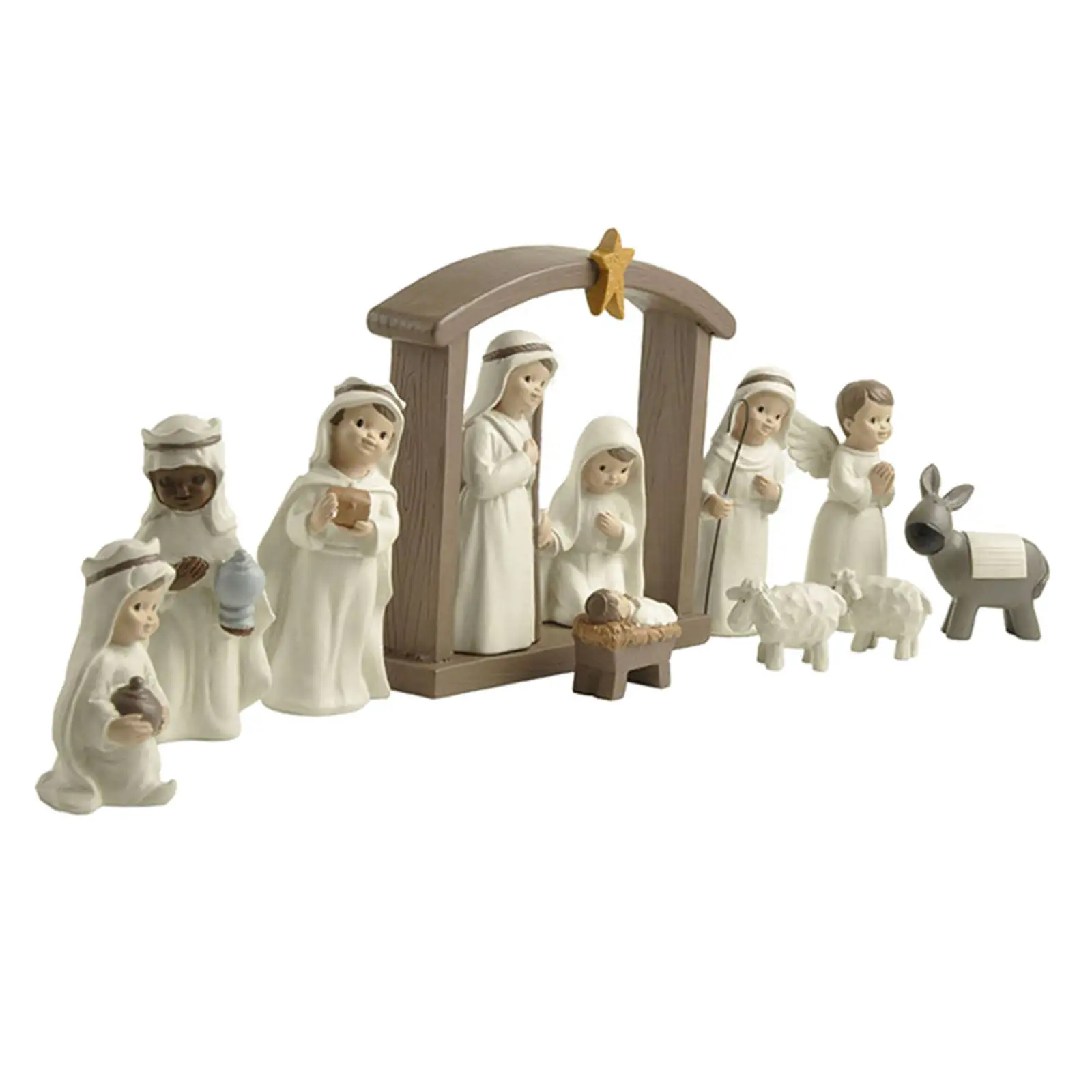 

Christmas Nativity Scene Statue for Home Office Bookshelf TV Stand Decoration, Resin Sculpture Crafts Religious Gift