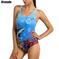 riseado sport 2021 one piece swimsuit competitive swimwear women swimming suit digital printing racer back bathing suits